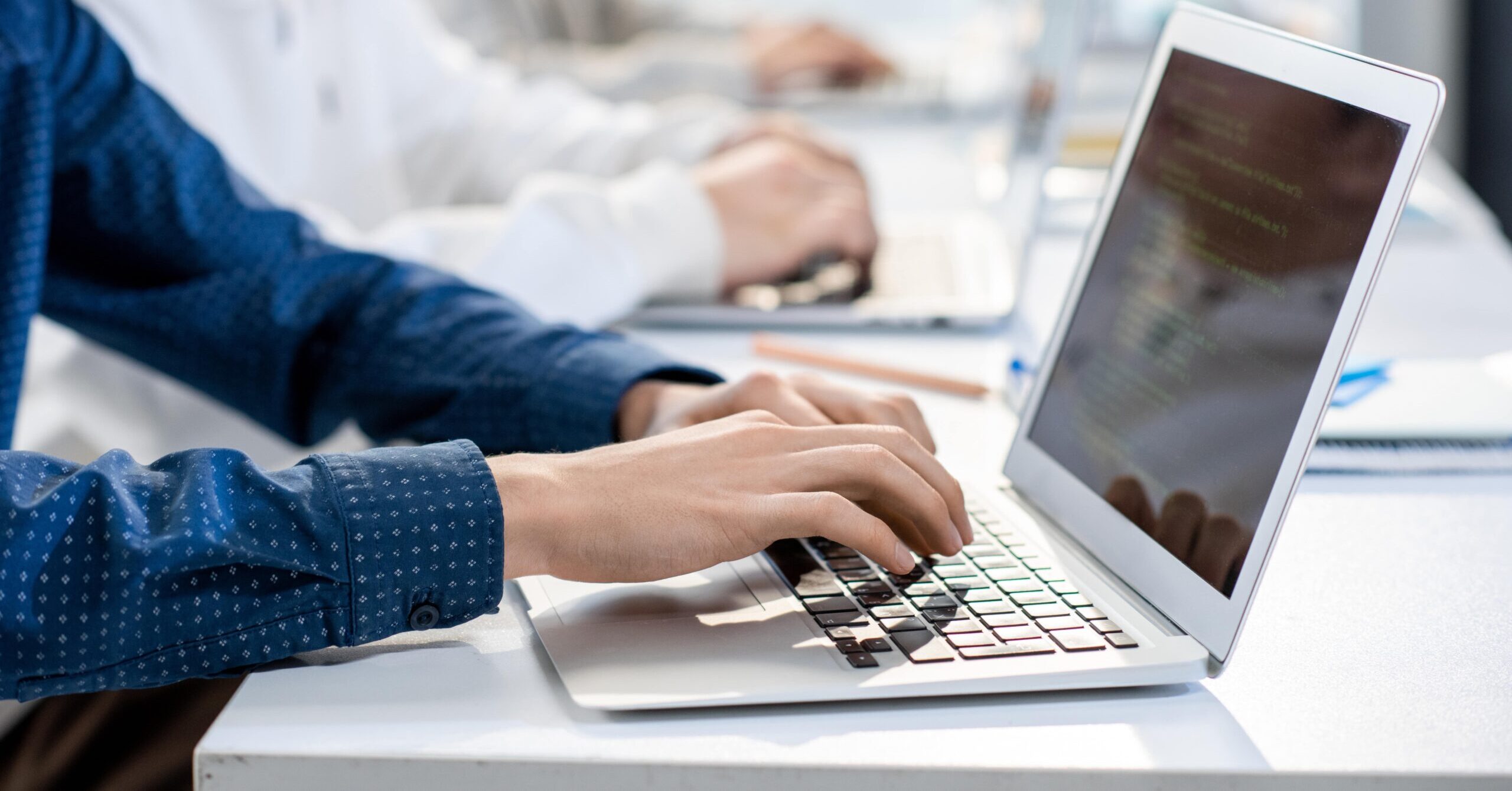 Person working on a laptop