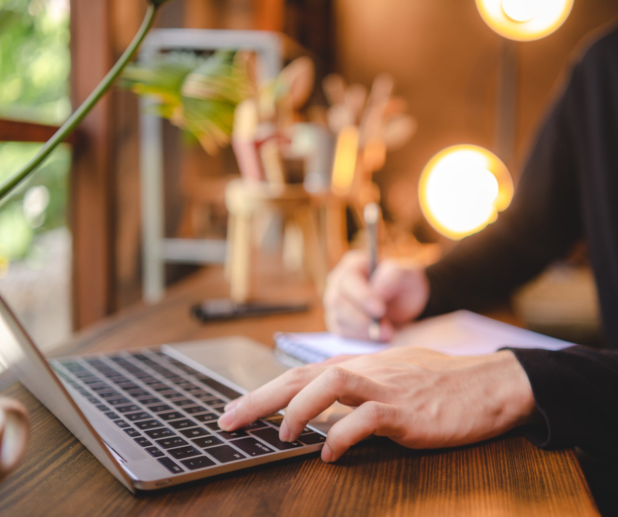Learner studying English language on a computer